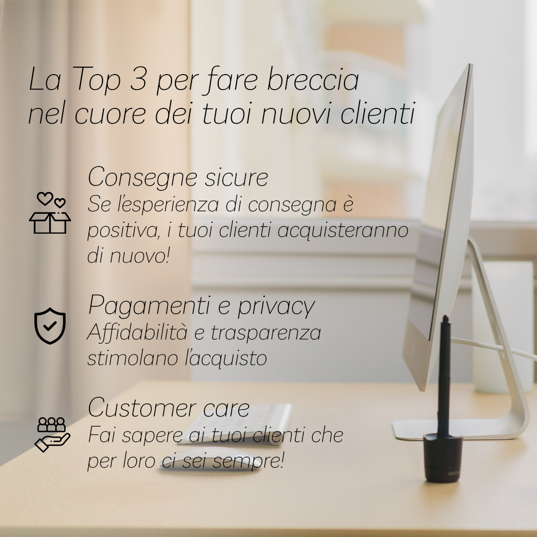 Consegne sicure, pagamenti e privacy e customer care per un e-commerce di successo